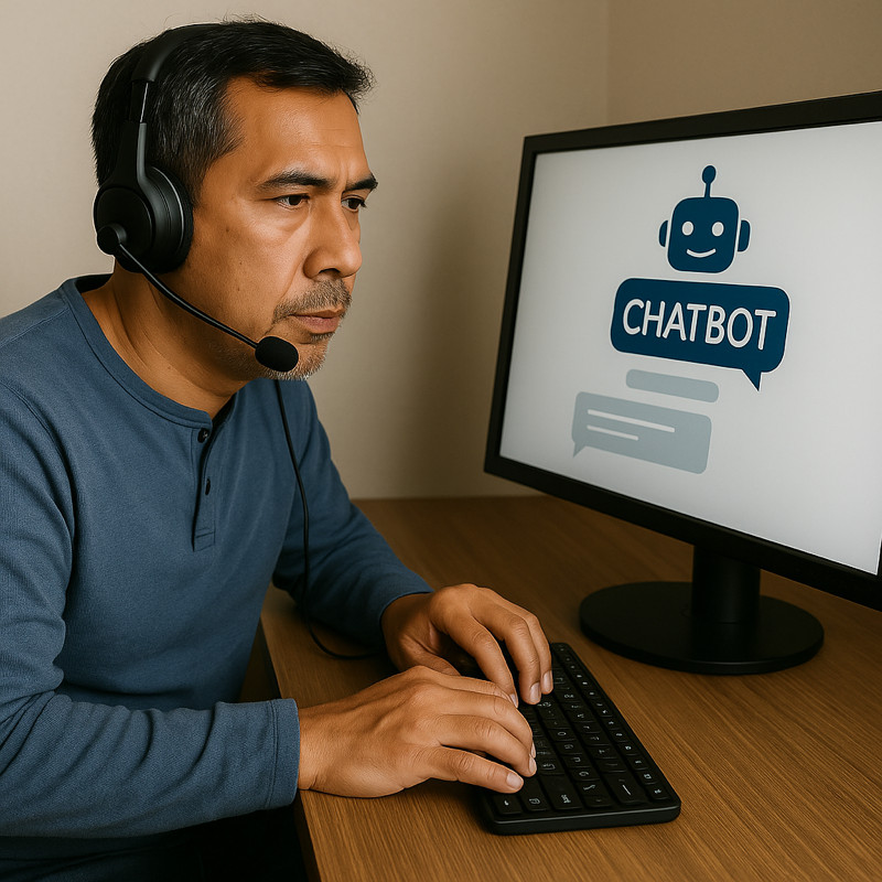 Confused ESL learner using chatbot