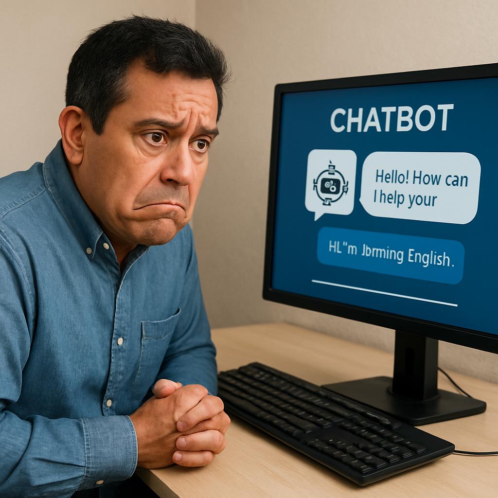 Confused ESL learner using chatbot