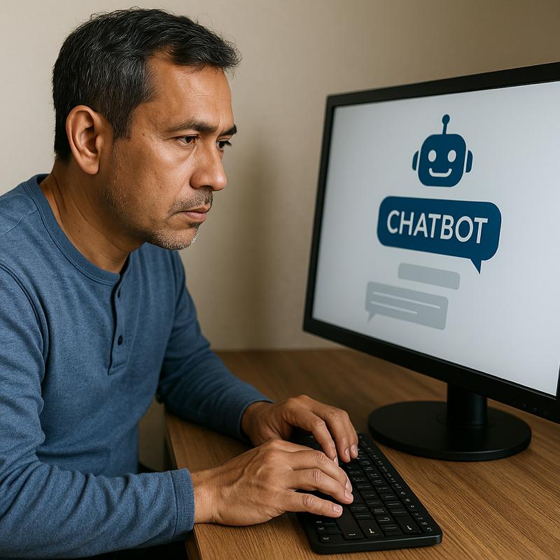 Confused ESL learner using chatbot